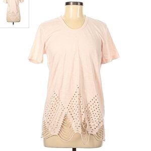 Pepin Anthropologie Cut Out Destroyed Destrested Top Women's Medium M Light Pink